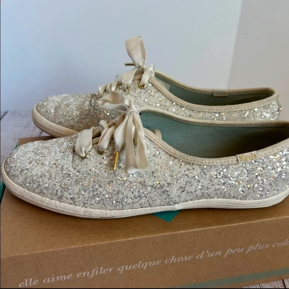 Kate Spade Keds Cream Glitter Shoes 8
